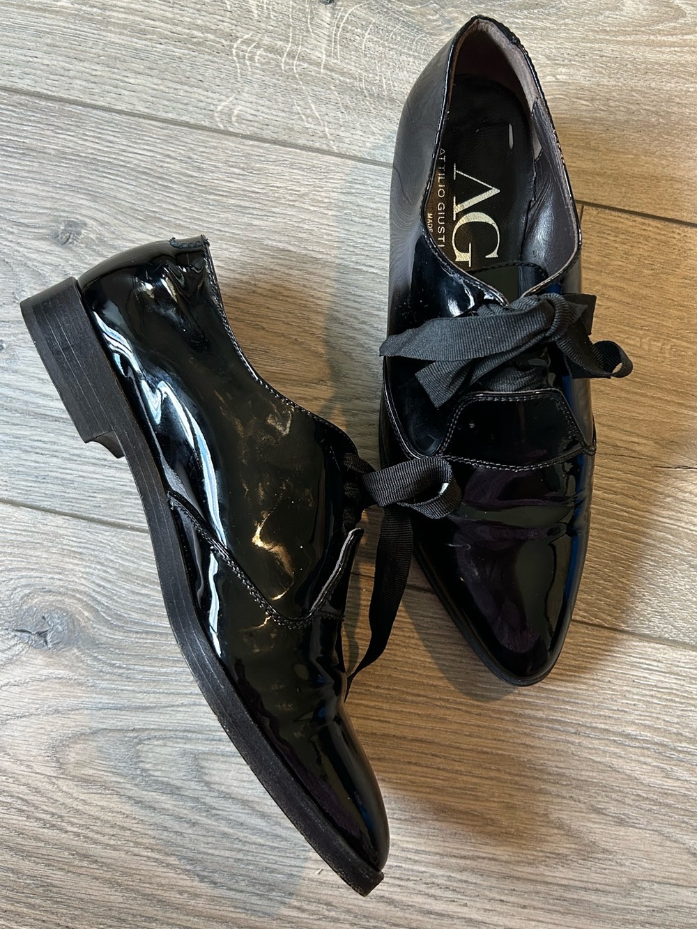 AGL black patent leather oxfords Size 38